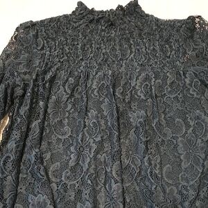 Cable & Gauge Green Smocked Ruffled Blouse